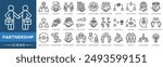 Partnership icon set. Collaborative Effort, Joint Venture, Mutual Agreement, Alliance Building, Strategic Partnership, Cooperative Relationship, Shared Goals and Team Collaboration