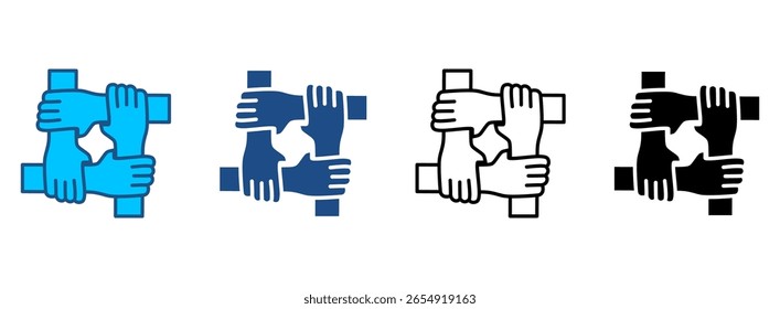 Conjunto de iconos de asociación con varios estilos. Ilustración vectorial