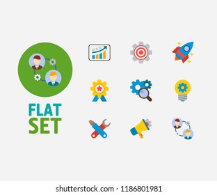 Partnership icons set. Collaboration and partnership icons with creativity, marketing and technical development. Set of corporate for web app logo UI design.