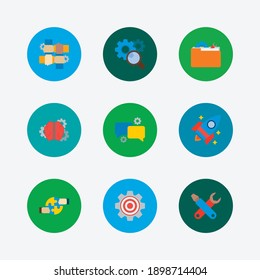 Partnership icons set. Cooperation and partnership icons with technical development, target and startup. Set of businessman for web app logo UI design.