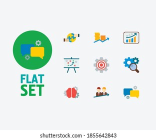 Partnership icons set. Successful partnership and partnership icons with successful, partnership and brainstorming. Set of mechanical for web app logo UI design.