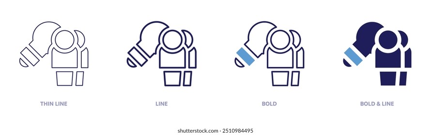 Partnership idea icon in 4 different styles. Thin Line, Line, Bold, and Bold Line. Duotone style. Editable stroke.