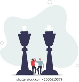 partnership instead of confrontation in competition, merger or agreement concept.flat design with people.