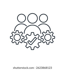 Parceria, interação, cooperação. Associação. Ilustração de ícone linear de vetor isolada no fundo branco.