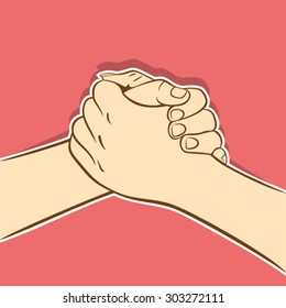 partnership, join hand or support each other concept design vector