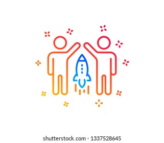 Partnership line icon. Business management sign. Launch startup project symbol. Gradient design elements. Linear partnership icon. Random shapes. Vector