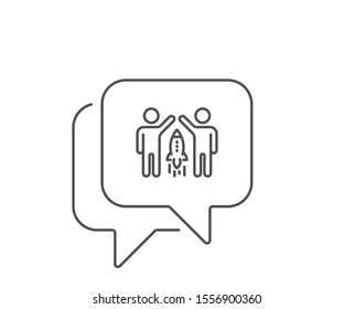 Partnership line icon. Chat bubble design. Business management sign. Launch startup project symbol. Outline concept. Thin line partnership icon. Vector