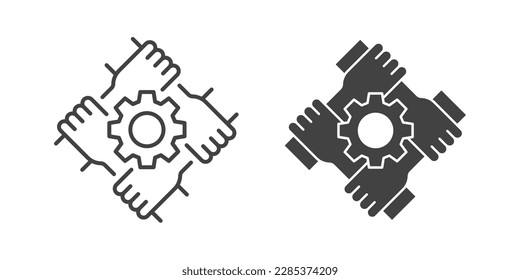 Partnership line icon. Symbol of friendship, support, charity. Vector illustration.