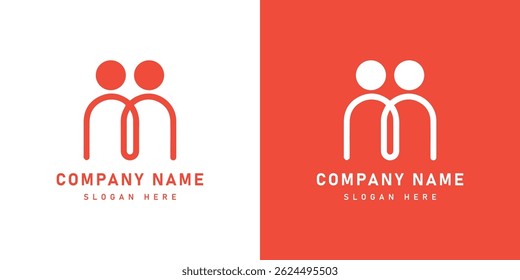 Design de logotipo de personagem da parceria para a comunidade, família e grupo