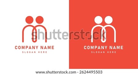 Partnership m character logo design for community, family and group