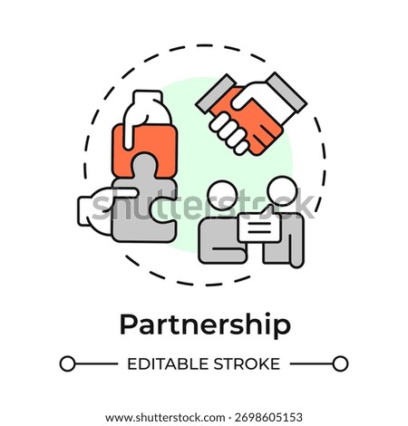 Partnership multi color concept icon. Company owned by few people sharing profits. Business structure. Round shape line illustration. Abstract idea. Graphic design. Easy to use in infographic