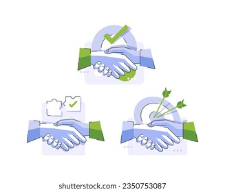 Partnership or mutual trust, handshake concept, negotiation compromise, conflict management, problem solving, deal or agreement