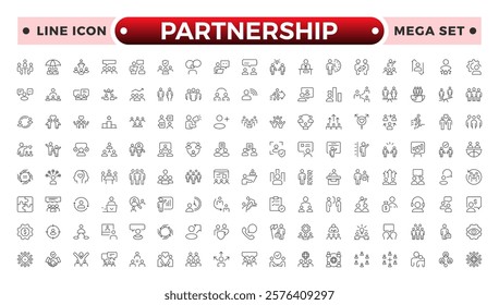 Partnership outline icon set. Headhunting line icon set. Recruitment icon. set Included the icons as Job Interview, Career Path, Resume, Job hiring, Candidate and Human resource icons.
