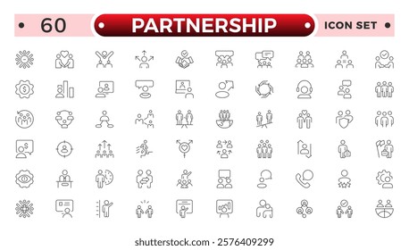 Partnership outline icon set. Headhunting line icon set. Recruitment icon. set Included the icons as Job Interview, Career Path, Resume, Job hiring, Candidate and Human resource icons.
