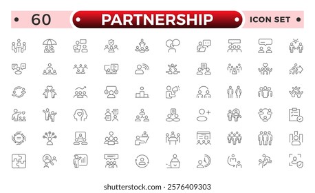 Partnership outline icon set. Headhunting line icon set. Recruitment icon. set Included the icons as Job Interview, Career Path, Resume, Job hiring, Candidate and Human resource icons.
