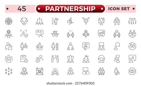 Partnership outline icon set. Headhunting line icon set. Recruitment icon. set Included the icons as Job Interview, Career Path, Resume, Job hiring, Candidate and Human resource icons.
