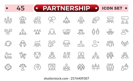 Partnership outline icon set. Headhunting line icon set. Recruitment icon. set Included the icons as Job Interview, Career Path, Resume, Job hiring, Candidate and Human resource icons.
