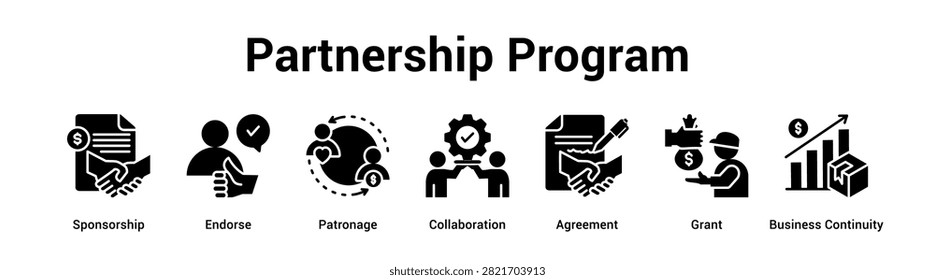 Partnership Program web banner icon vector illustration concept for business with icon of Sponsorship, Endorse, Patronage, Collaboration, Agreement, Grant.
