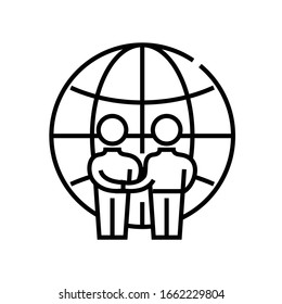 Icono de línea de relaciones de asociación, signo de concepto, ilustración de vector de esquema, símbolo lineal.