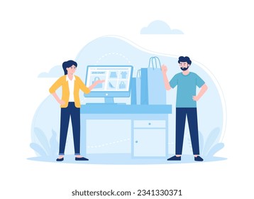 Partnership runs online business trending concept flat illustration