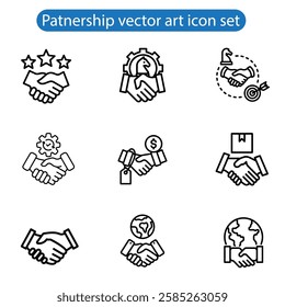 Partnership Shake hands line icon vector set on white background.
