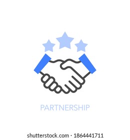 Partnership symbol with a hand shake and stars. Easy to use for your website or presentation.