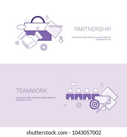 Partnership And Teamwork Business Cooperation Concept Template Web Banner With Copy Space Vector Illustration