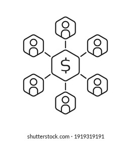 asociación y trabajo en equipo para los beneficios de los incentivos. tendencia de línea plana elemento de diseño de arte gráfico logotipo moderno aislado en fondo blanco. concepto de pirámide financiera o de acuerdo fácil o valor global