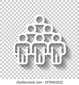 Partnership, teamwork, simple business logo. White linear icon with editable stroke and shadow on transparent background