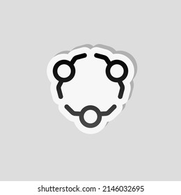 Partnership, teamwork, simple business logo. Linear sticker, white border and simple shadow on gray background
