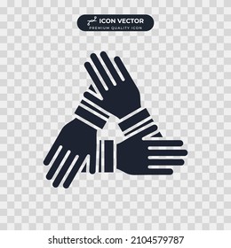 Partnerschaft. Symbol-Vorlage für die grafische und Web-Design-Kollektion, Vektorgrafik, mit drei Händen