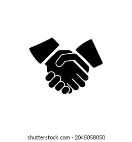 Vector de asociación. Icono de apretón de manos. Icono de vector de agitación manual. Ilustración negra aislada en fondo blanco