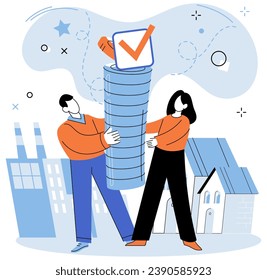 Partnership. Vector illustration. Discussions and brainstorming sessions foster innovative solutions Professionalism is crucial in managing partnerships and collaborations Planning and strategizing
