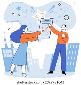 Partnership. Vector illustration. Planning and strategizing together lead to effective partnership outcomes A strong sense community and connection enhances collaboration Friendship and trust build