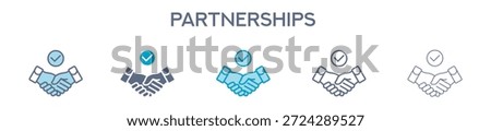 Partnerships Element For Design Graphic - Multi Styles. Vector Illustration Of Two Colored And Black. Multiple Icons Designs Can Be Used For Mobile, Ui, Web