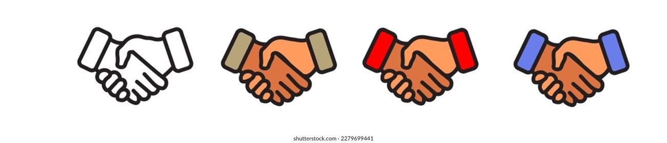 Partneship icon. Handshake set vector ilustration.