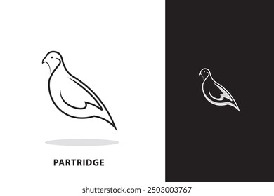 Partridge bird logo design, partridge logo with a minimalist, simple design, partridge silhouette logo.