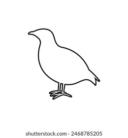 Partridge silhouette outline icon vector. The partridge icon. Hunting concept. Game meat sign on white background. Partridge meat badge. Hunting illustration. Hunt logo.