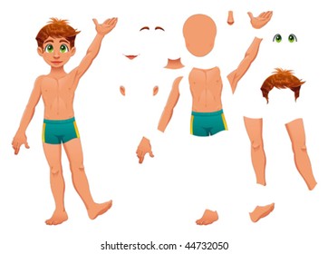 Parts of body. Cartoon and vector separated elements.