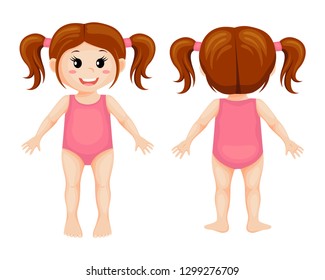 Parts of body. Cute cartoon girl