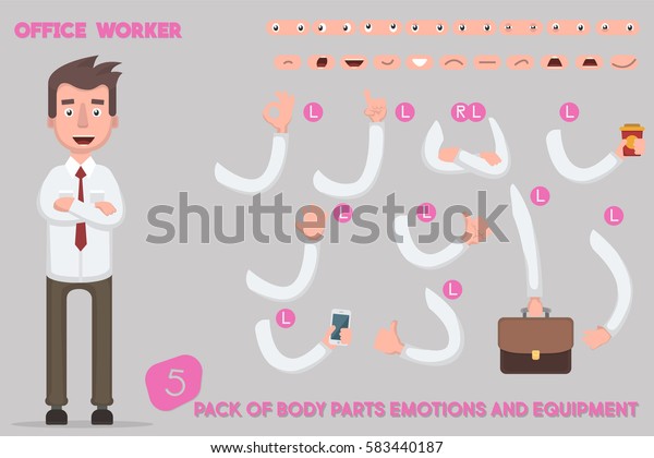 Parts body template for design work and animation. Funny office man