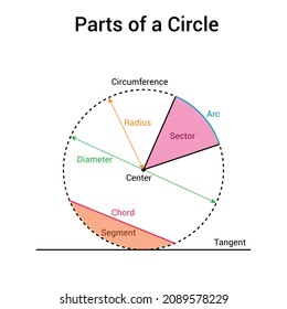 partes de un círculo en matemáticas