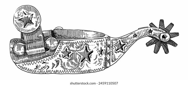 parts of cowboy spurs drawing