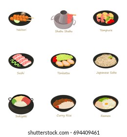 parts icons set. Cartoon set of 9 parts vector icons for web isolated on white background