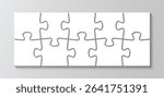 Parts of process diagram infographic. Rectangle business presentation with 10 pieces. Jigsaw puzzle info graphic. Puzzle grid. Business presentation for infographics. Vector illustration