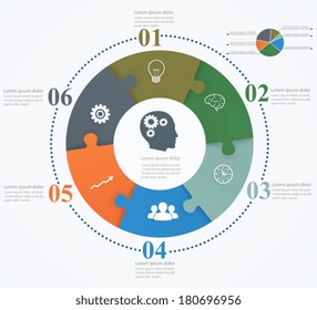 Parts puzzles in the form of a circle. Template design infographic banner, education, web and mobile app