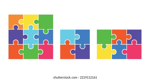 Parts of puzzles isolated on white background. Set collection jigsaw puzzle. Vector stock