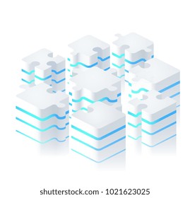 Parts of puzzles in modern digital style. Puzzle piece infographics business concept, block diagram.