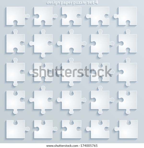 Teile Ratsel Papierquadrat Jigsaw Puzzle Vorlagen Stock Vektorgrafik Lizenzfrei