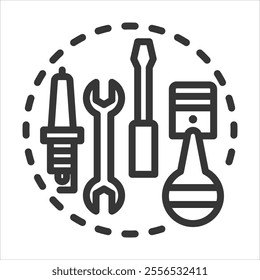 Parts Replacement Outline Icon Vector Illustration